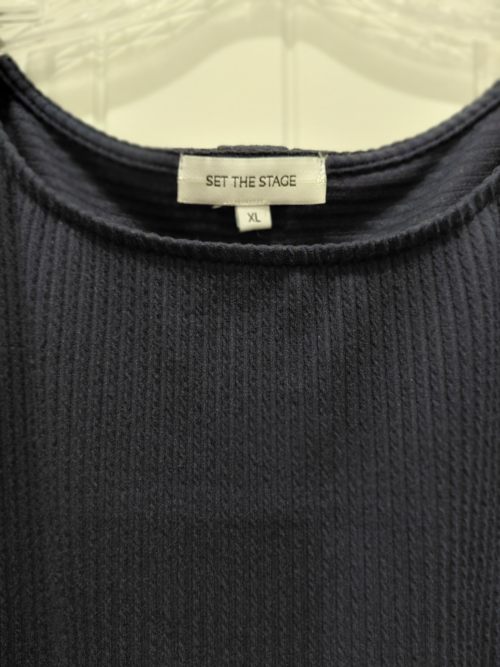 Navy Short Sleeve Ribbed Tee #0725 - Picture 5 of 9